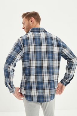 TRENDYOL MAN Mavi Slim Fit K?sl?k Kareli Ekose Oduncu Gomlek TMNAW22GO0090 - Trendyolmilla фото 9
