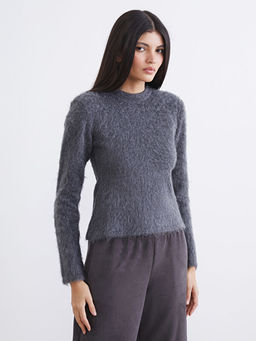 Bisiklet Yaka Kad?n T?yl? Triko Kazak