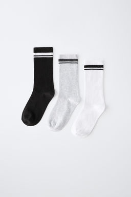 PACK TRES CALCETINES ALTOS RAYA DEPORTIVA / Negro / Blanco - Zara фото 4