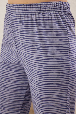 Trendyolmilla Pudra Pamuklu Cizgili Dantelli Ip Ask?l? Orme Pijama Tak?m? THMSS23PT00227 фото 19