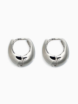 Серьги металл Эфир полукруг, цвет серебро