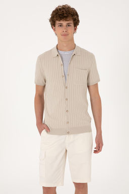 Erkek Slim Fit Ta_ D__meli Triko Ti__rt