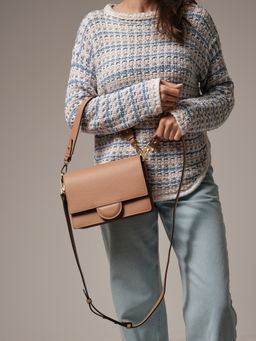 Сумка кожаная Deboro 30574 бежевая нуга