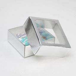 Цена за 5 шт. Коробка сборная, крышка-дно, с окном, серебряная, 14,5 х 14,5 х 6 см - UPAK LAND фото 2