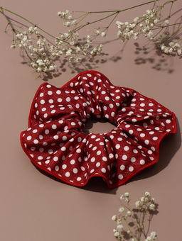 Цена за 3 шт. Резинка для волос "Орбита гранд" горох, 15 см, бело-красный