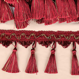 Бахрома для штор с кисточками арт.6152-0327 шир.100мм цв.6393 красный уп.10м