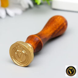 Печать для сургуча с деревянной ручкой «Корона с буквой V», 9×2.5×2.5 см