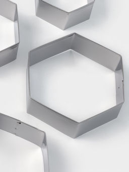 Формы печенья Доляна Шестиугольник, набор 5 шт., 9.6?8.3?2.5 см, нержавеющая сталь, серебристые  фото 3