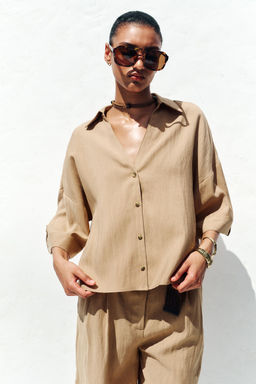 WIDE SHORT SLEEVE SHIRT - Zara фото 2