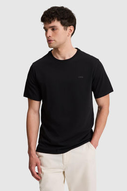 Erkek Siyah Regular Fit Polo Yaka Basic Ti__rt
