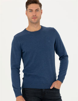 _ndigo Melanj Slim Fit Bisiklet Yaka Basic Triko Kazak