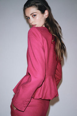 LINEN BLEND PEPLUM BLAZER - Zara фото 9
