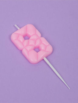 Цена за 3 шт. Свеча для торта «Цифра 8», светло-розовая