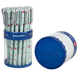 Цена за 2шт. Ручка шариковая BRAUBERG SOFT TOUCH STICK "FLAMINGO", СИНЯЯ, мягкое покрытие, узел 0,7 мм, 143705