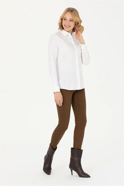 Женская белая базовая рубашка с длинным рукавом - U.s. polo assn фото 4