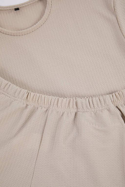 Bej Regular Fit Dokulu Esnek Orme Pijama Tak?m? TMNSS26PT00018