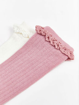 Dantel Detayl? K?z ?ocuk Diz Alt? ?orap 2li - Waikiki фото 3