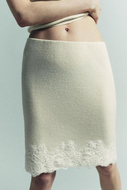 EMBROIDERED LACE KNIT MIDI SKIRT - Zara фото 8