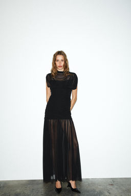 CONTRAST DRAPED MIDI DRESS