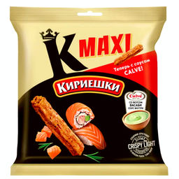 Цена за 5 шт.Кириешки Maxi, сухарики со вкусом роллов Сяке маки и с соусом со вкусом васаби Calve, 75 г  фото 2