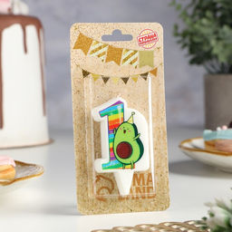 Свеча в торт Авокадо, цифра 1, 6,5 см - Страна карнавалия фото 2