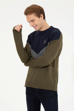 U. S. Polo Assn Мужской вязаный свитер кокосового цвета с круглым вырезом - U.s. polo assn фото 8