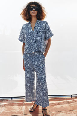 CAMISA CUADROS BORDADOS SET / Marino / Blanco