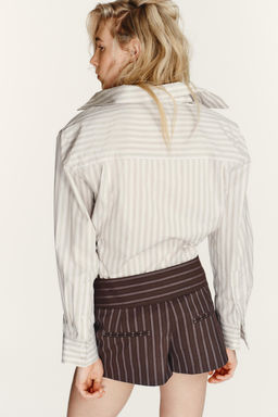 STRIPED POPLIN SHIRT WITH SHOULDER PADS - Zara фото 5
