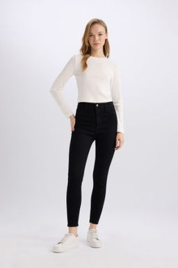 Jegging Yuksek Bel Bilek Boy Dar Paca Basic Duz Jean Pantolon
