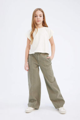 K?z Cocuk Wide Leg Genis Paca Pamuklu Pantolon - Defacto фото 2