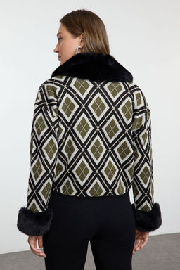 TRENDYOLMILLA Bej C?kart?labilir Suni Kurklu Simli Triko H?rka TWOAW24HI00043 фото 5