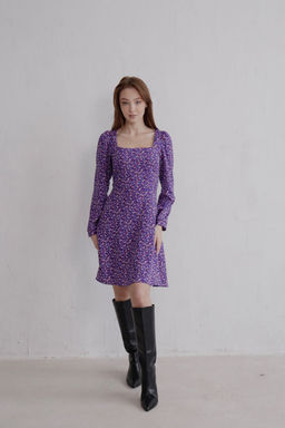 Платье с вырезом каре фиолетовое в цветочек - Martichelli фото 12