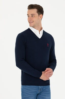 Свитер мужской U. S. Polo Assn базовый темно-синий из хлопка - U.s. polo assn фото 17