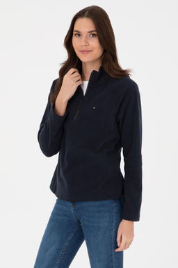 Kad_n Lacivert Fermuarl_ Dik Yaka Polar Sweatshirt - U.s. polo assn фото 3