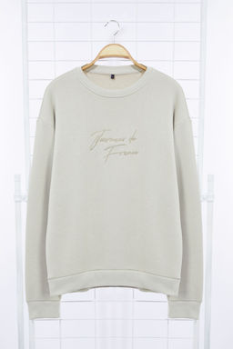 TRENDYOL MAN Tas Oversize/Genis Kesim Yaz? Nak?sl? Kal?n Ici Polar Sweatshirt TMNAW25SW00091 - Trendyolmilla фото 13