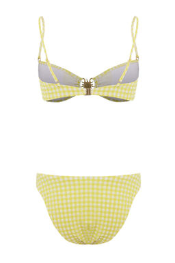Ekose Desenli Dokulu Straplez Kapl_ D_k_m Aksesuarl_ High Leg Bikini Tak_m_ TBESS26BT00171 - Trendyolmilla фото 5