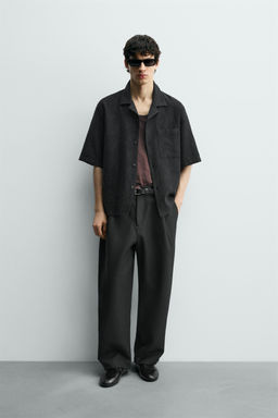 Рубашка Relaxed Fit Jacquard жаккардовая черная