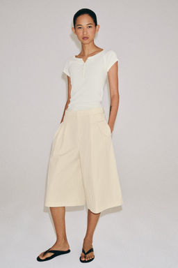 CAMISETA BOTONES CON LINO / Crudo - Zara фото 4