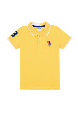 Светло-желтая футболка с воротником-поло для мальчиков