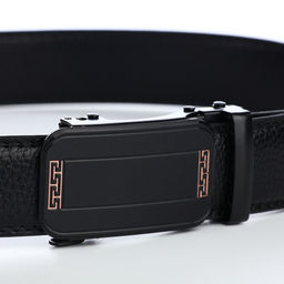 Ремень мужской, 120×3.5 см, пряжка автомат, кожа под флотер, чёрный