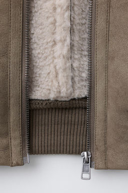 DOUBLE-FACED FAUX SHEARLING BOMBER JACKET - Zara фото 8