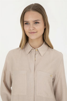 Женское тканое платье песочного цвета - U.s. polo assn фото 2