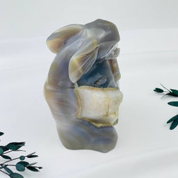 Слон резной из камня Агат серый с жеодой - Радуга самоцветов фото 6