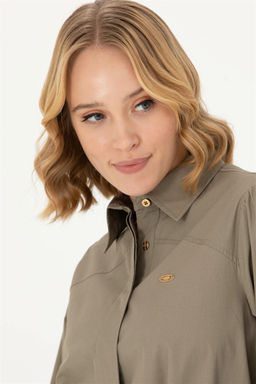 Женщина хаки тканое платье с скидкой в корзине - U.s. polo assn фото 2