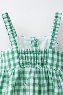 TOP BORDADOS CUADRO VICHY / Blanco / Verde