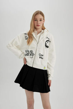 Толстовка на молнии свободного кроя Cool SmileyWorld - Defacto фото 4