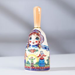 Цена за 2 шт. Колокольчик с ручкой Матрешка средняя, керамика, микс - Simaland фото 2
