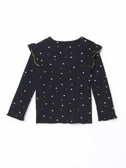 Bisiklet Yaka ?i?ekli K?z ?ocuk Ti??rt - Waikiki фото 2