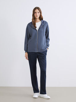 Kap??onlu Oversize Kad?n Fermuarl? Sweatshirt