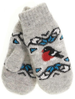 Варежки детские круговые "Снегирь и орнамент" 0513-2